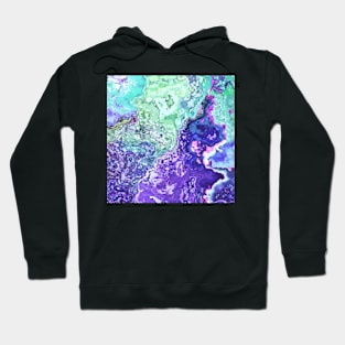 mint turquoise purple indigo marbled abstract digital painting Hoodie